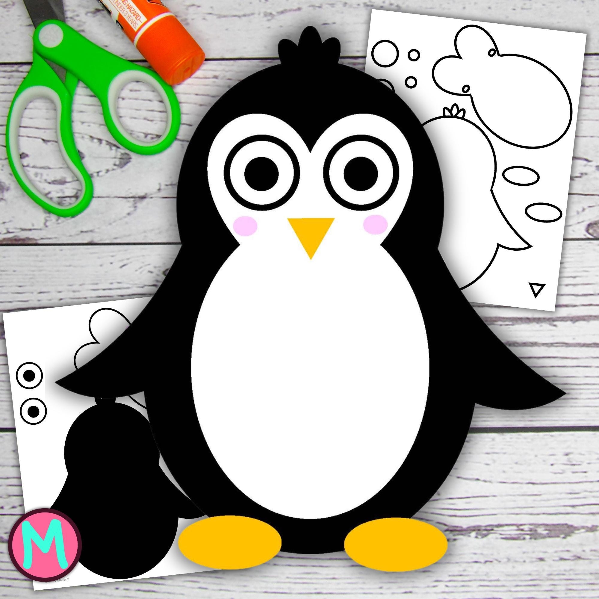 Penguin Craft Template Printable DIY Penguin Template Arts And Crafts For Kids Build A Penguin Simple Toddler Paper Craft Etsy Australia