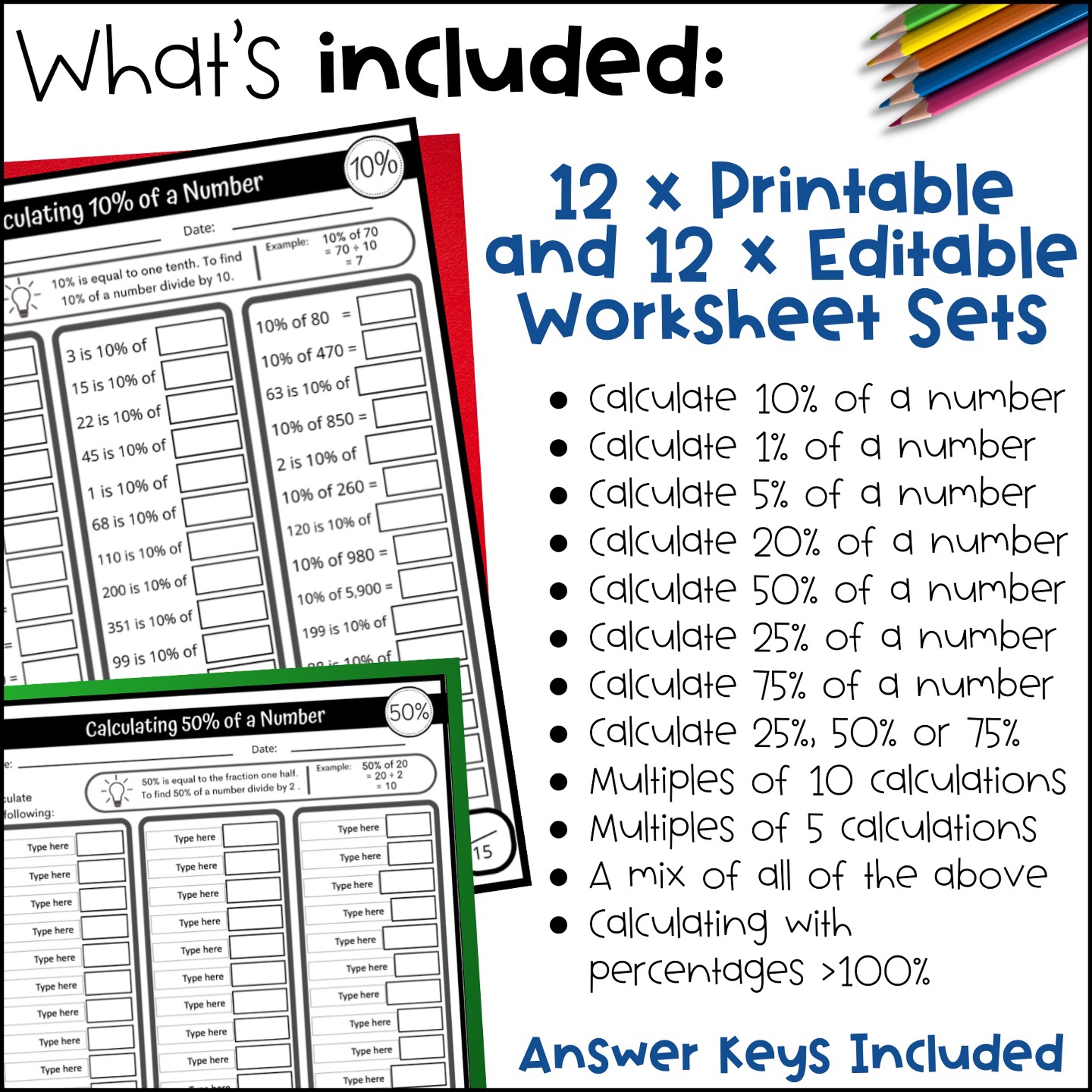 percent of a number worksheet