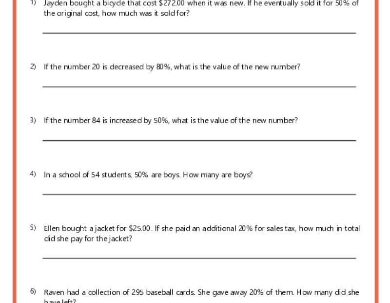 Percent Word Problems Worksheets K12 Math Worksheets