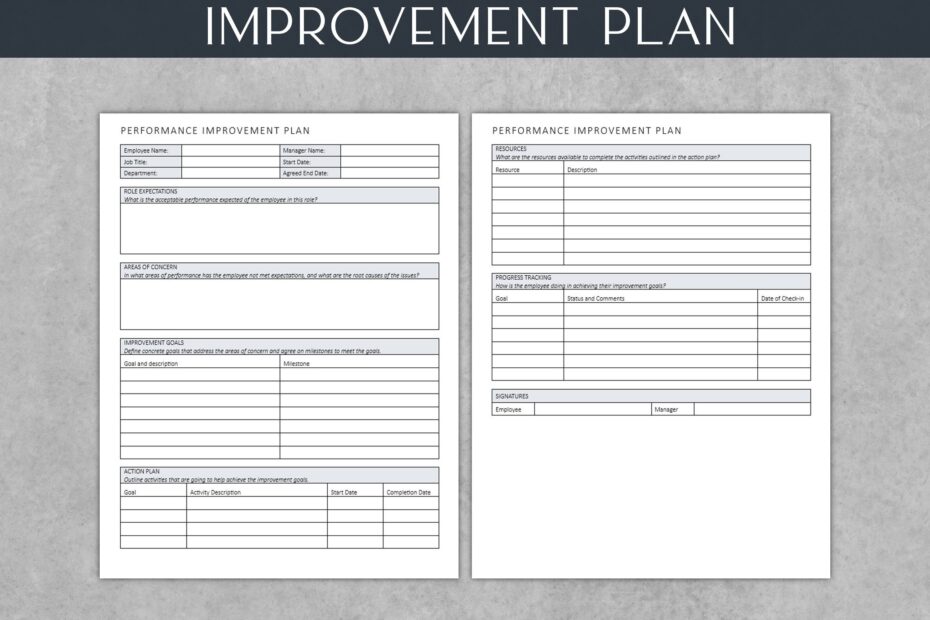 Performance Improvement Plan Template Human Resources U0026 Employee