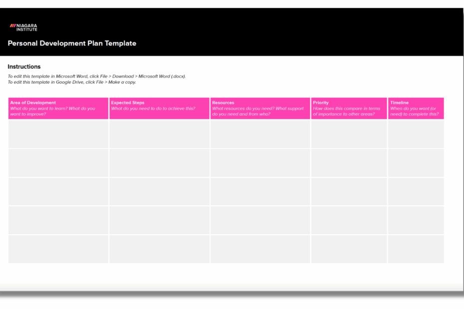 Personal Development Plan Template