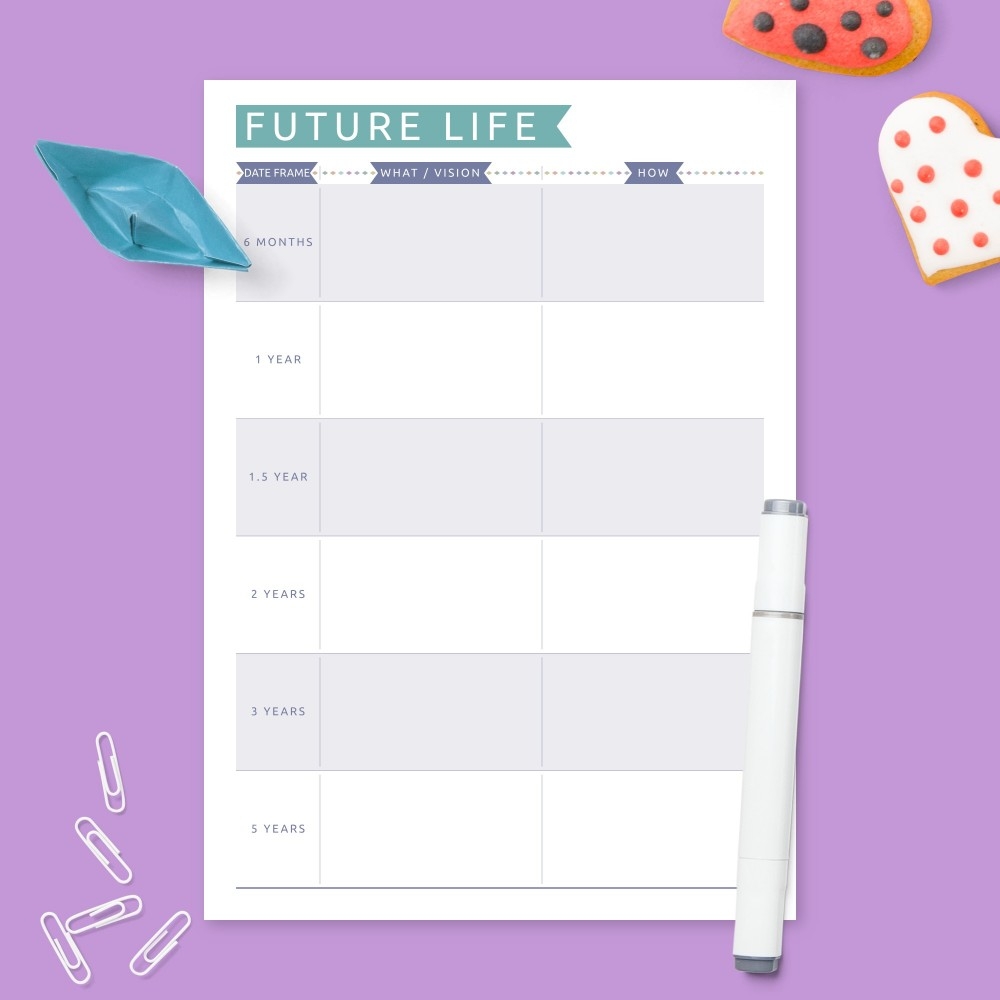 Personal Life Goals Plan Colored Design