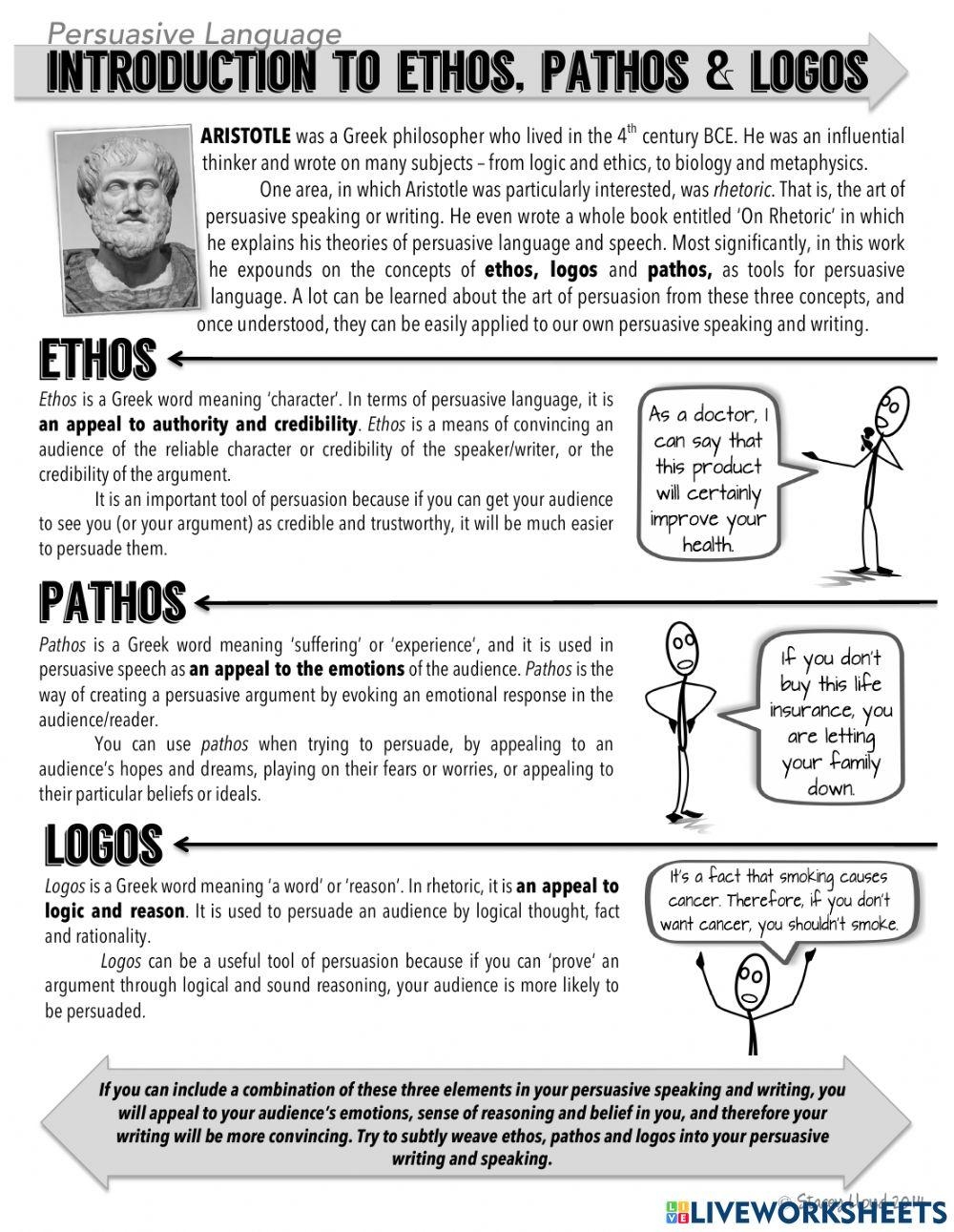 Persuasive Writing Ethos Pathos Logic Worksheet Live Worksheets Worksheets Library
