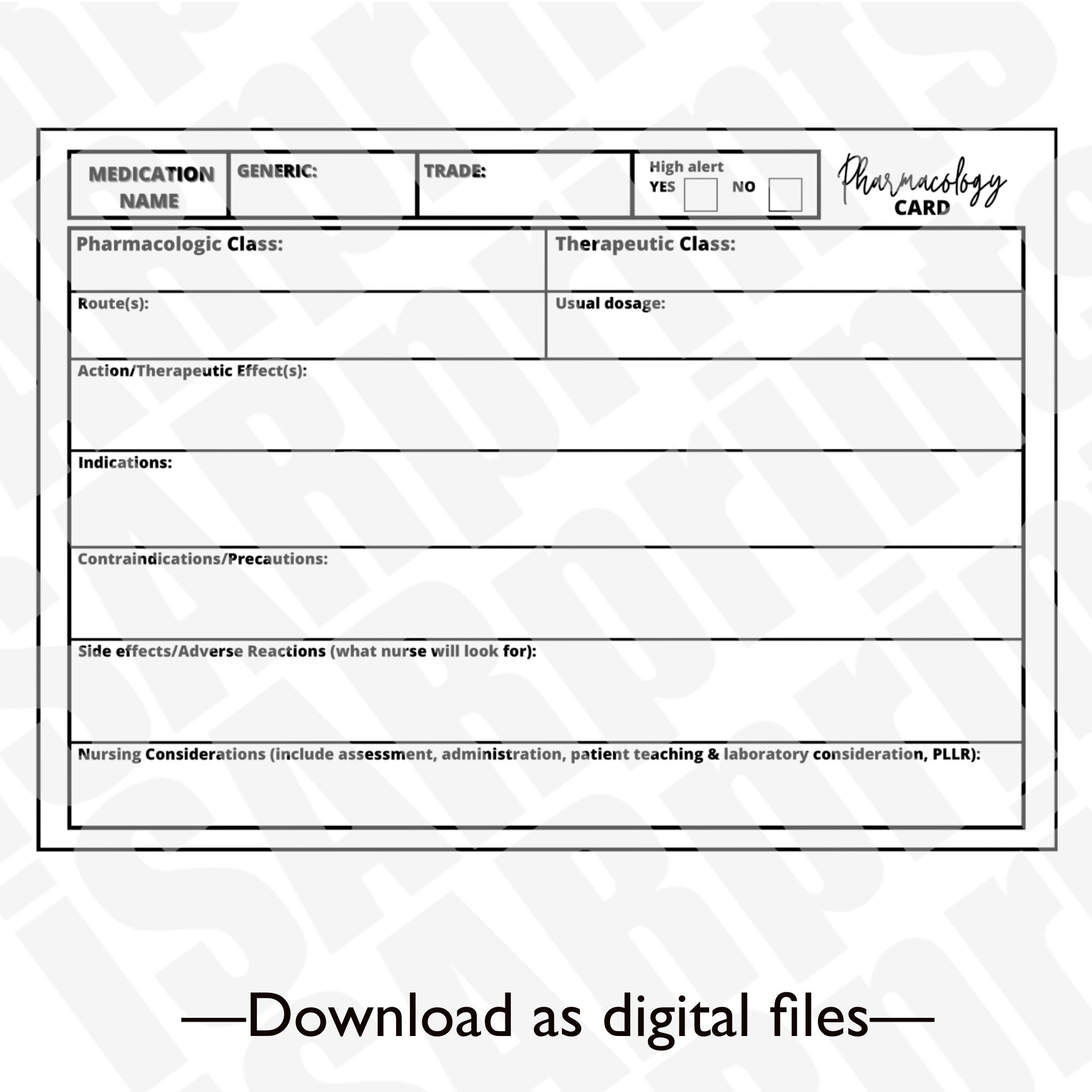 printable pharmacology template
