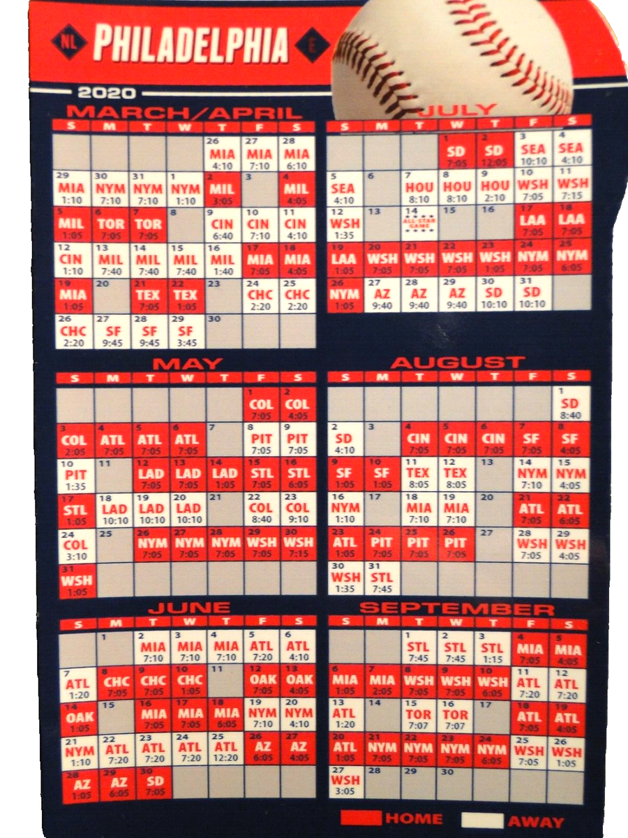 PHILADELPHIA PHILLIES 2020 ORIGINAL PRE COVID MAGNETIC SCHEDULE