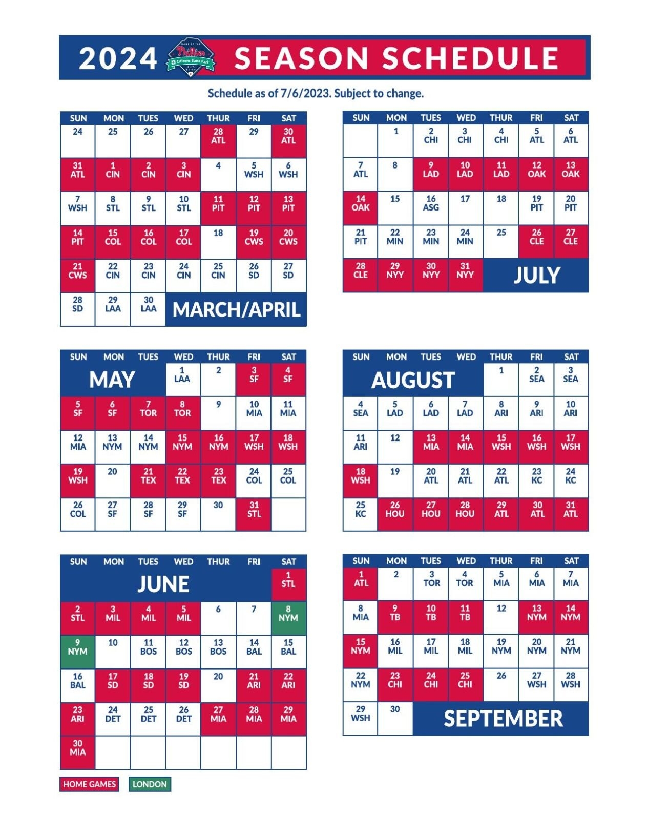 Philadelphia Phillies 2024 Schedule Wfmz