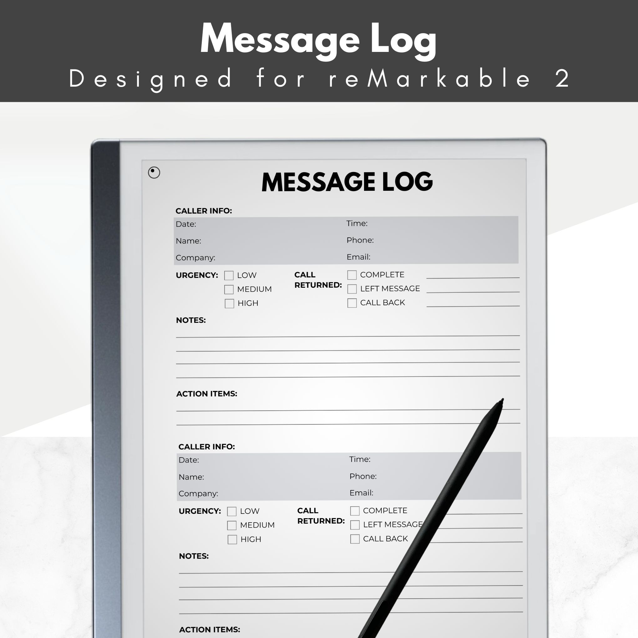 phone message template printable