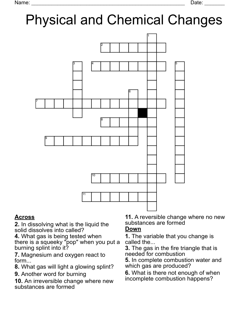 physical vs chemical change worksheet