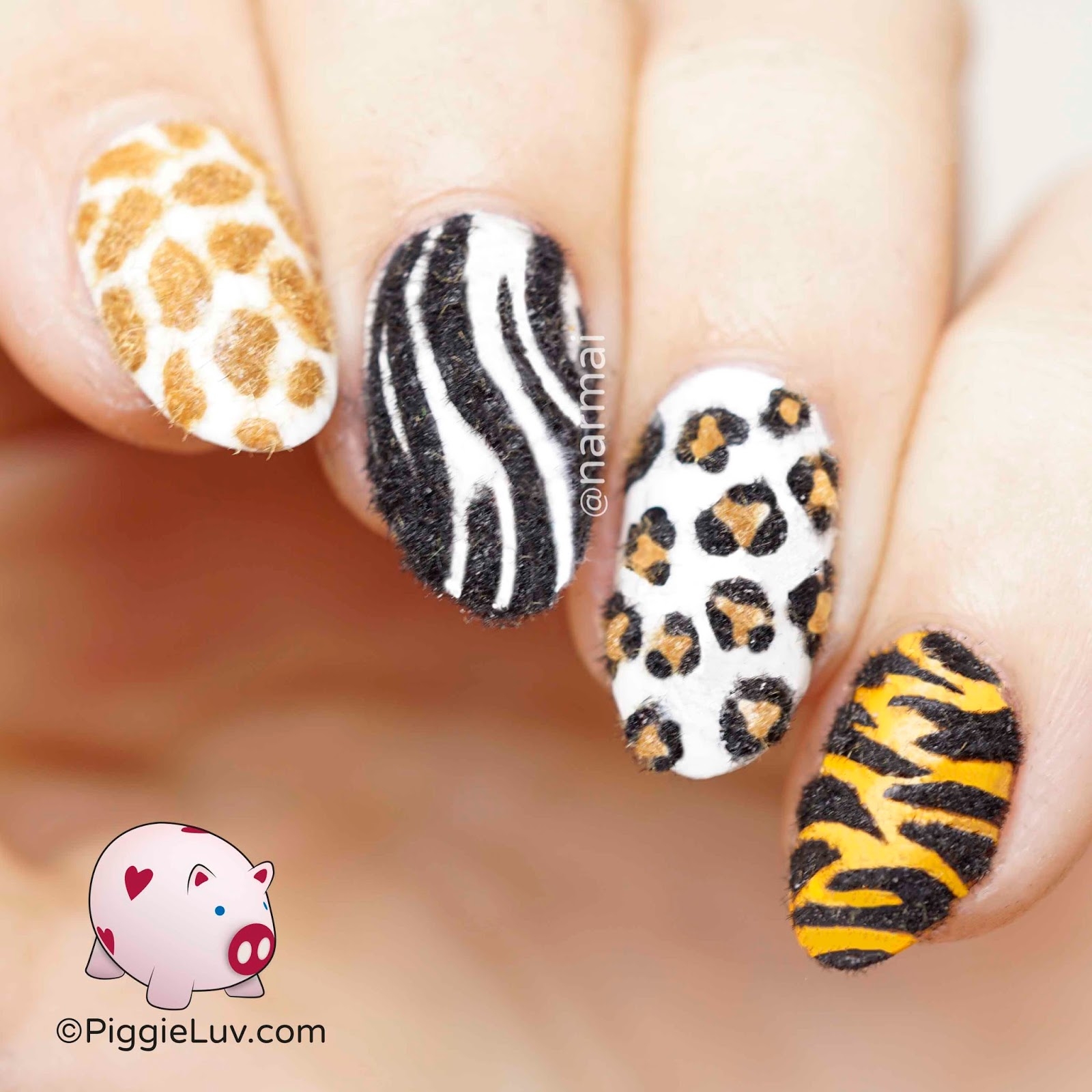 PiggieLuv Fuzzy Animal Print Nail Art