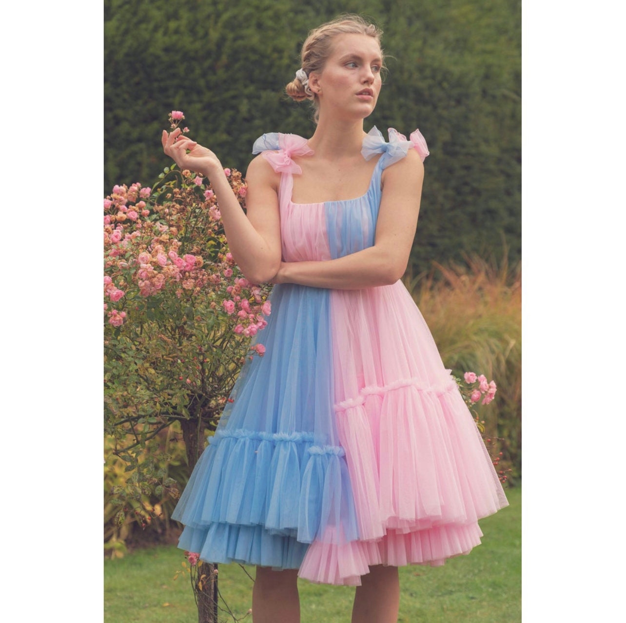 Pink And Blue Combination Gown Top