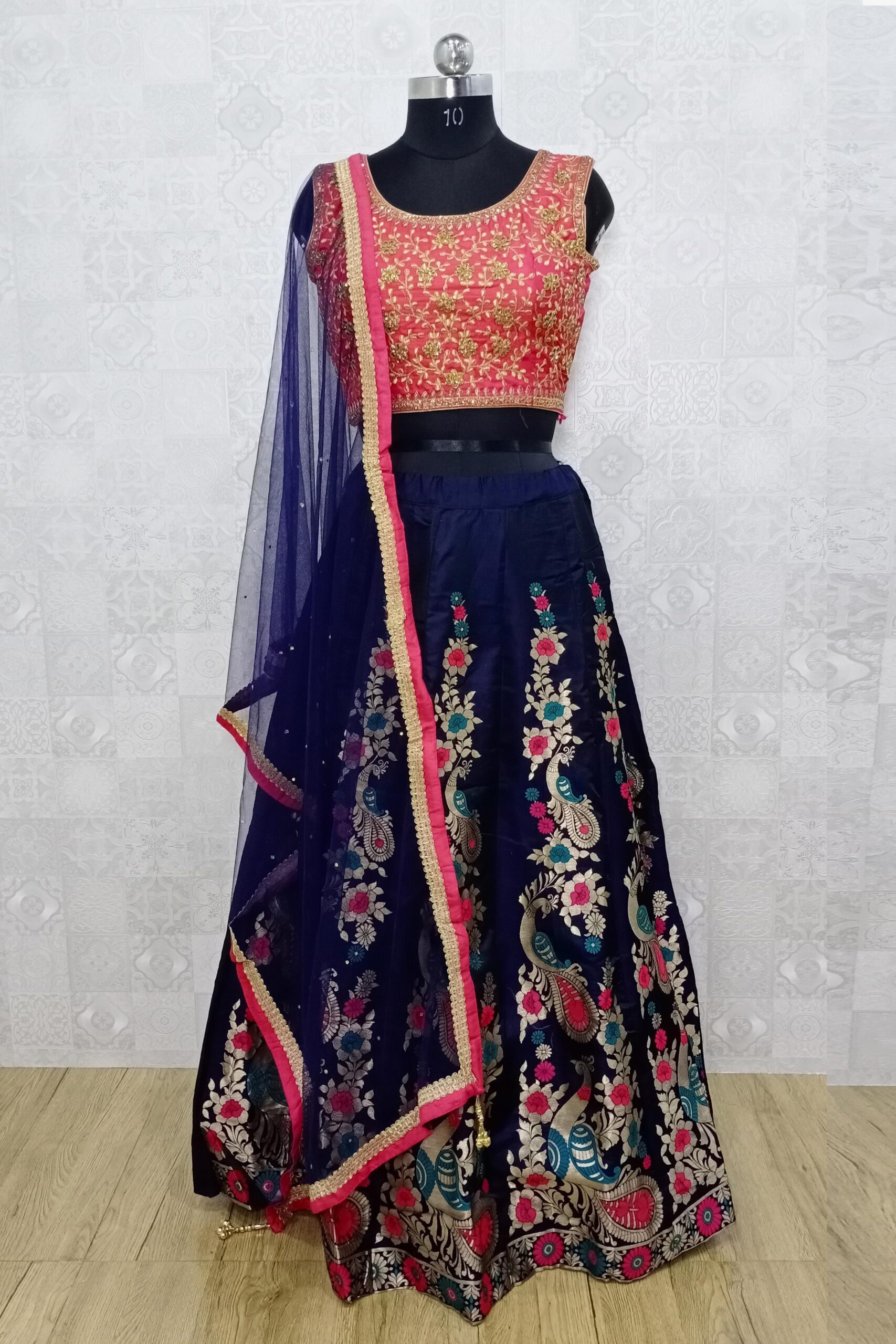 blue and pink color combination dress