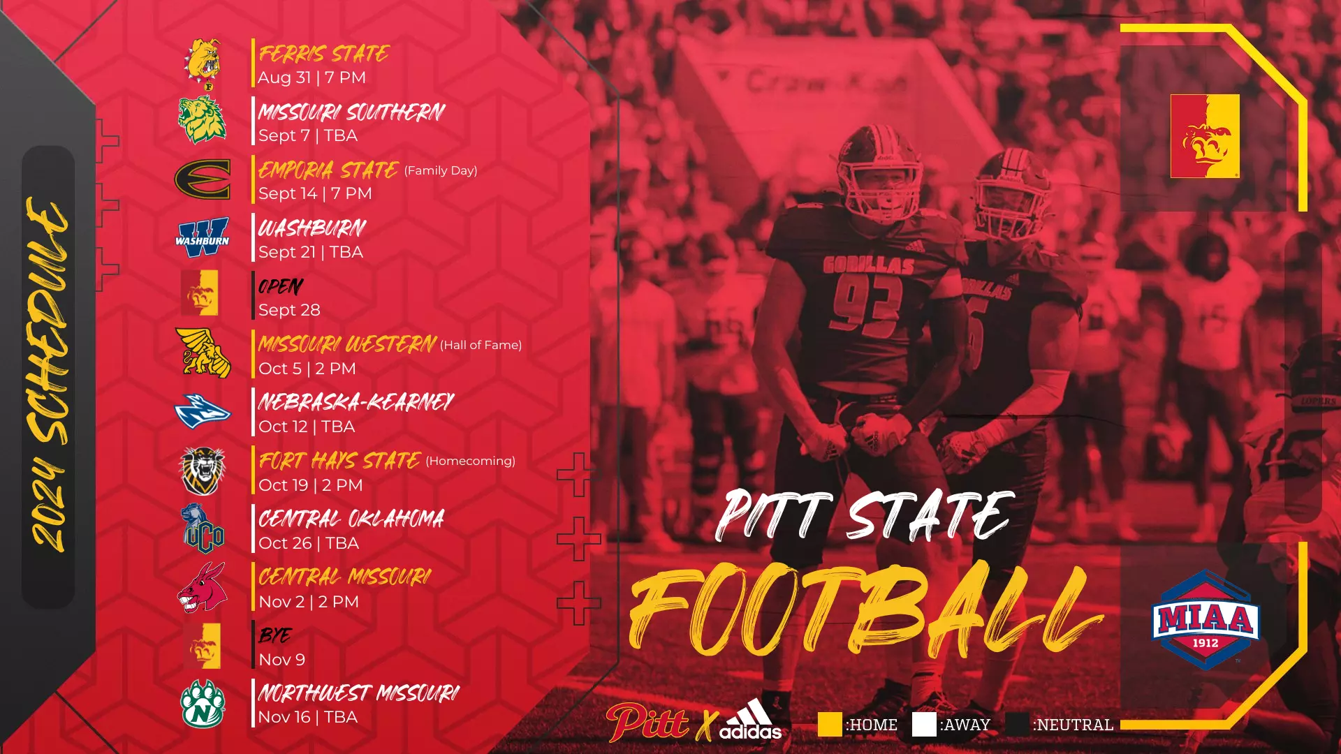 Pitt State Announces 2024 Football Schedule Pittsburg State University Athletics