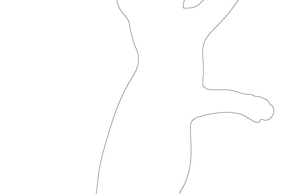 Playful Cat Outline Free Printable Coloring Page