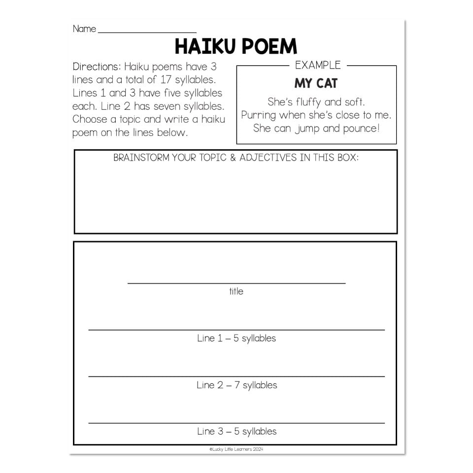 Poetry Poem Types Poem Writing Page Haiku Lucky Little 
