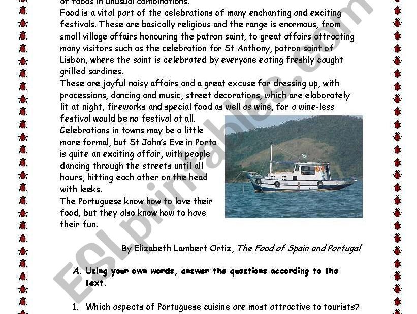 Portuguese Food And Fun ESL Worksheet By Manuelanunes3