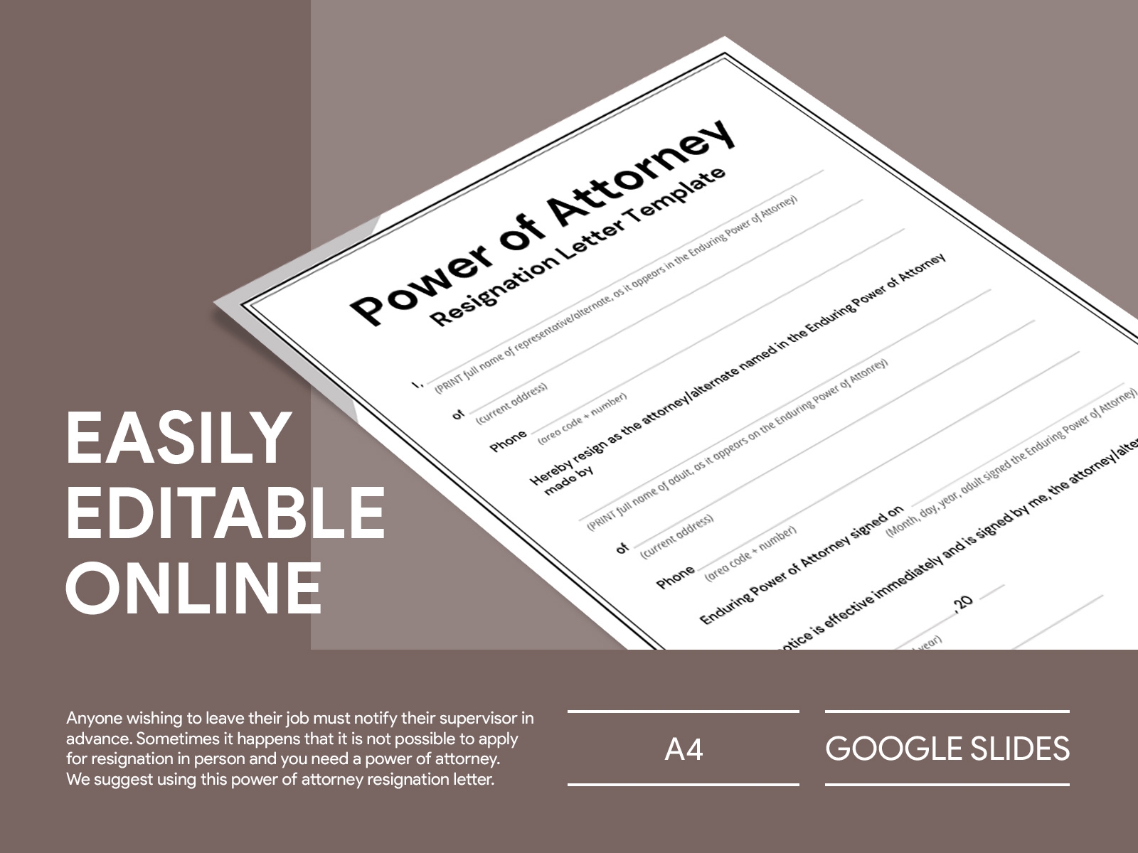 Power Of Attorney Resignation Letter Free Google Docs Template By 