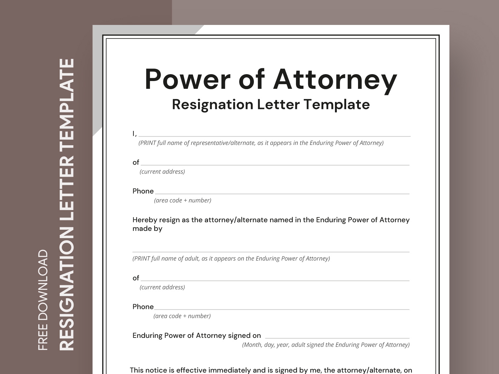 Power Of Attorney Resignation Letter Free Google Docs Template By 