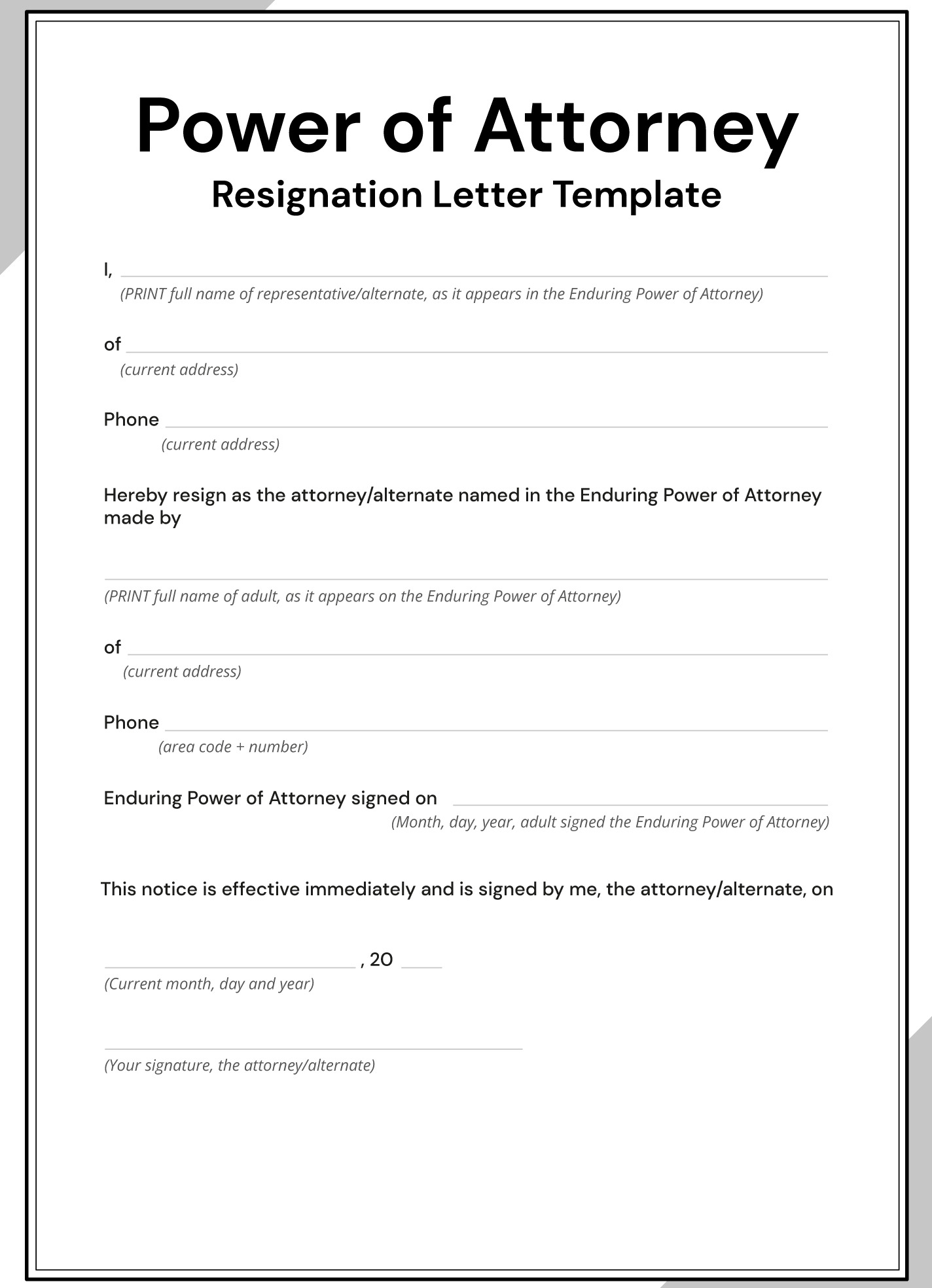 Power Of Attorney Resignation Letter Free Google Docs Template 