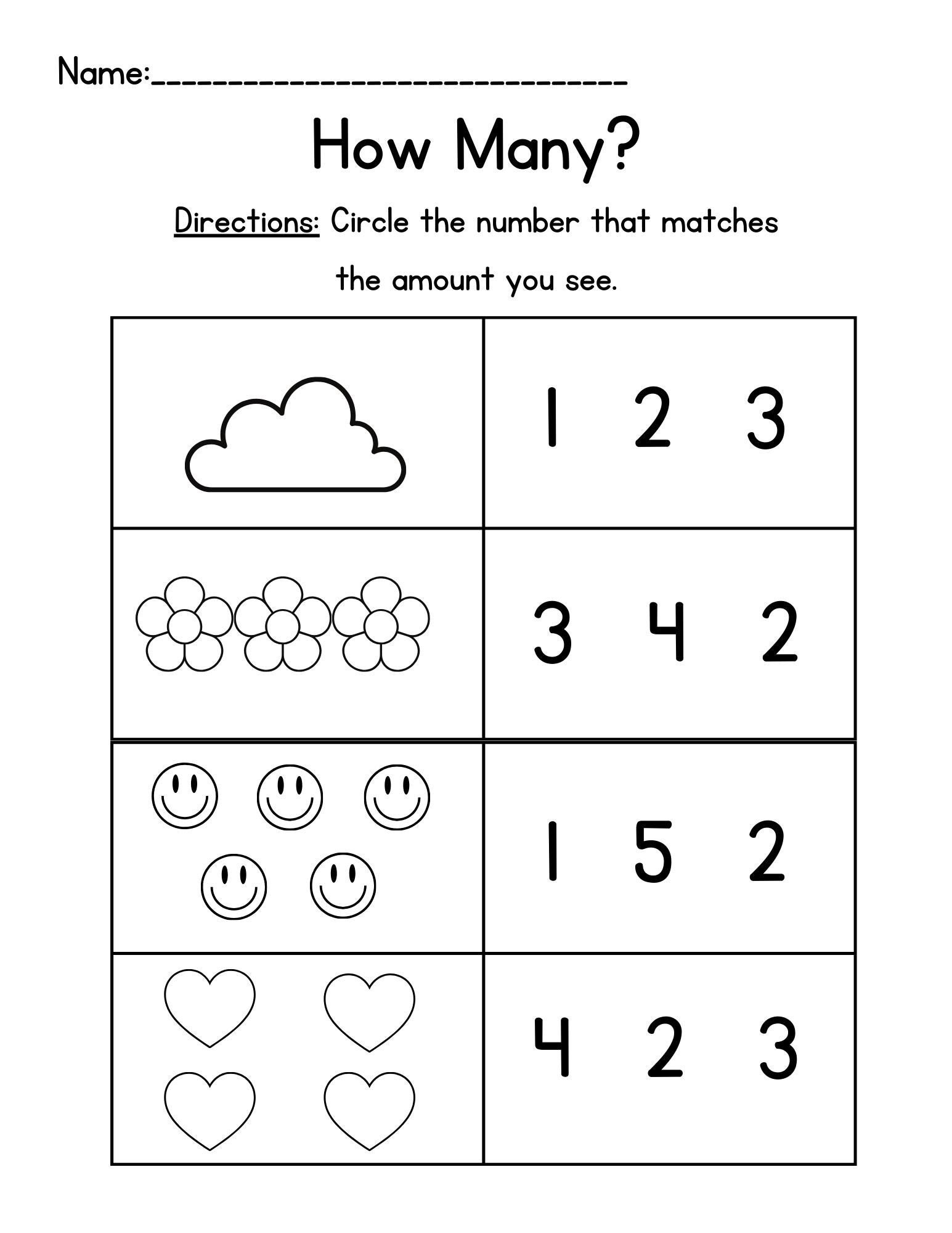 Prek Number Packet Prek Numbers 1 5 Prek Counting Worksheet Pre 
