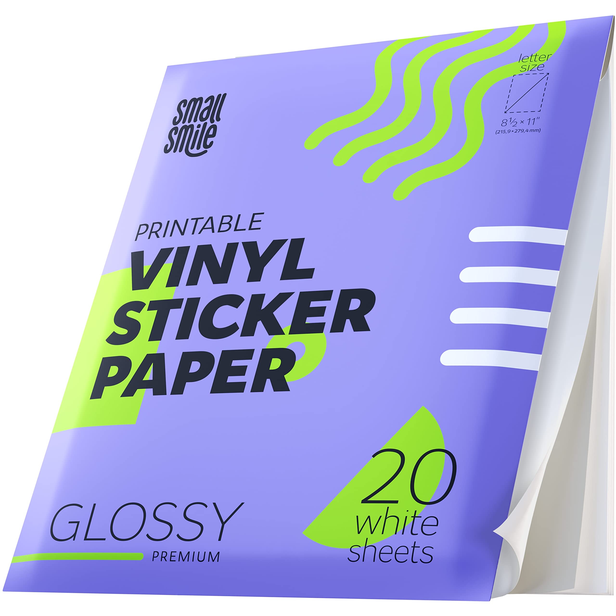 Premium Printable Vinyl Sticker Paper For Inkjet Printer And Laser 20 White Glossy Sticker Paper Waterproof Durability Adhesive Paper 8 5 X 11 