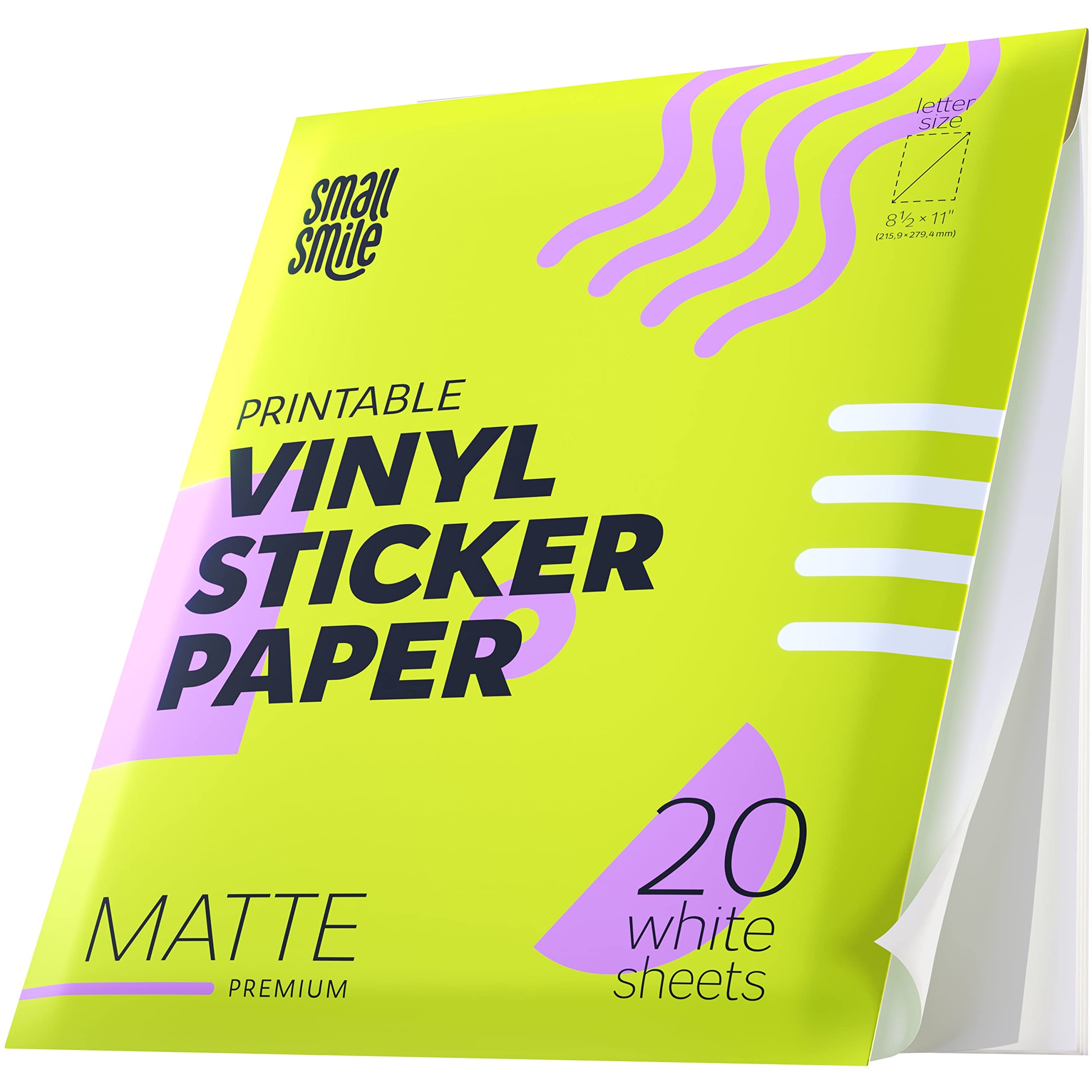 Premium Printable Vinyl Sticker Paper For Inkjet Printer And Laser 20 White Matte Sticker Paper Waterproof Durability Adhesive Paper 8 5 X 11 FAS