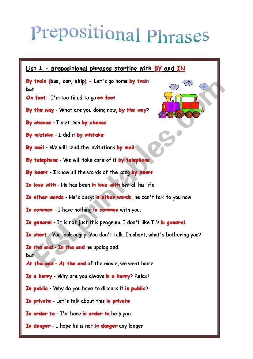 Prepositional Phrases Rules Exercises ESL Worksheet By Neryas Worksheets Library