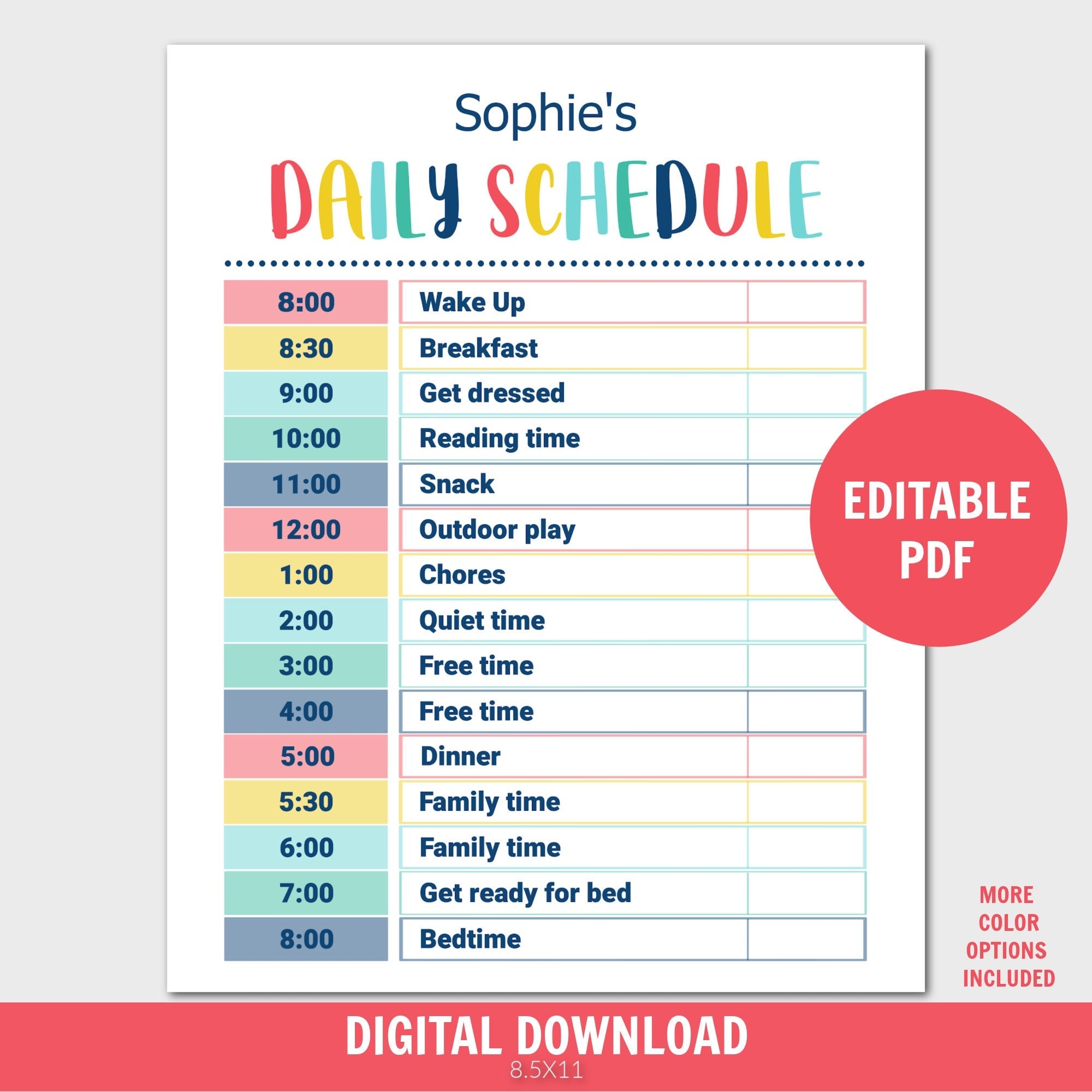Preschool Schedule Etsy