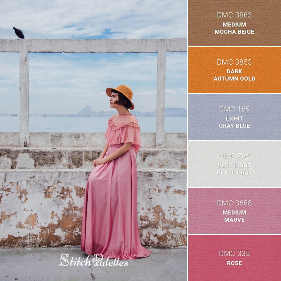 Pretty In Pink Dress Embroidery Color Palette With Thread Codes 