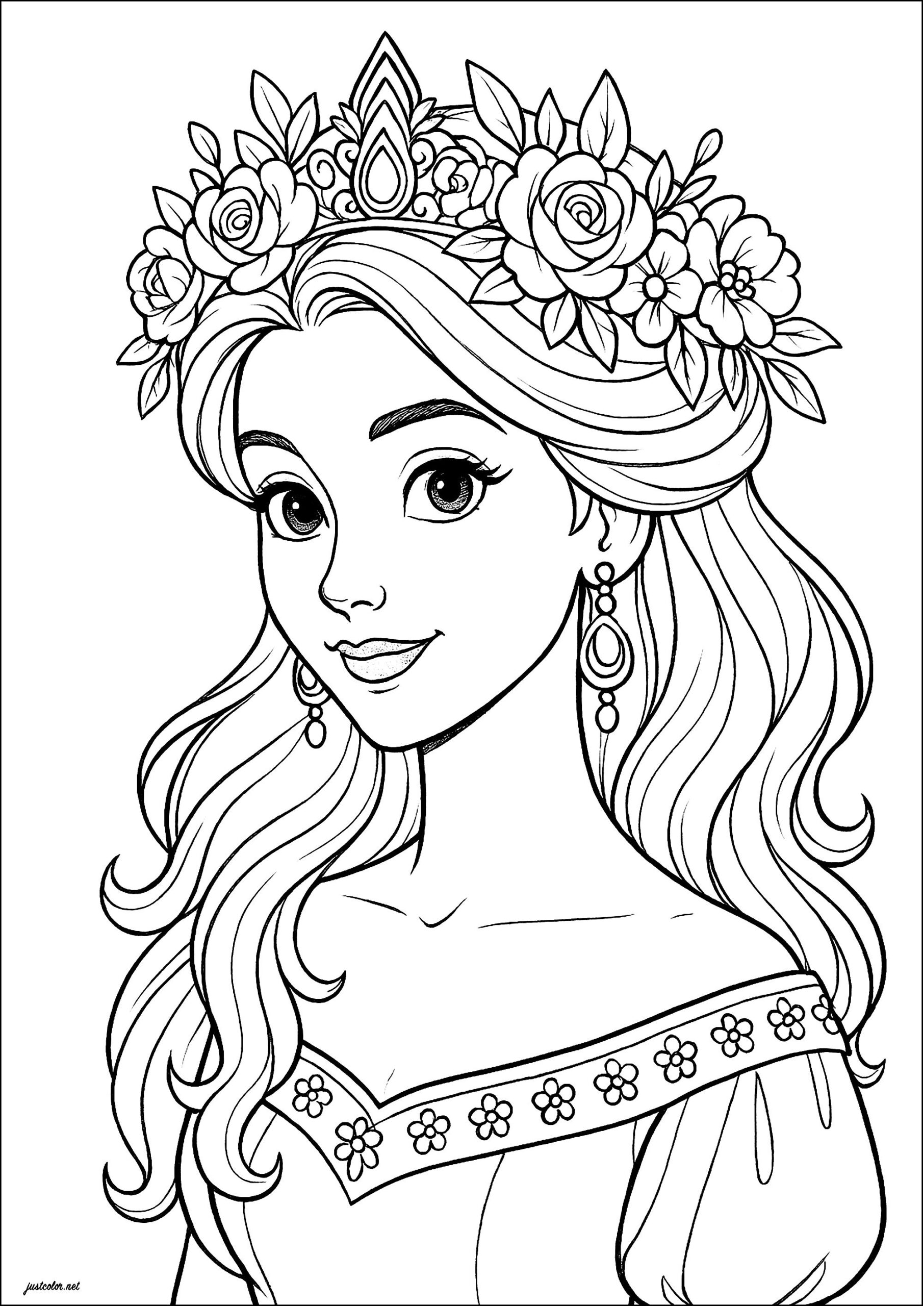 princess color pages printable