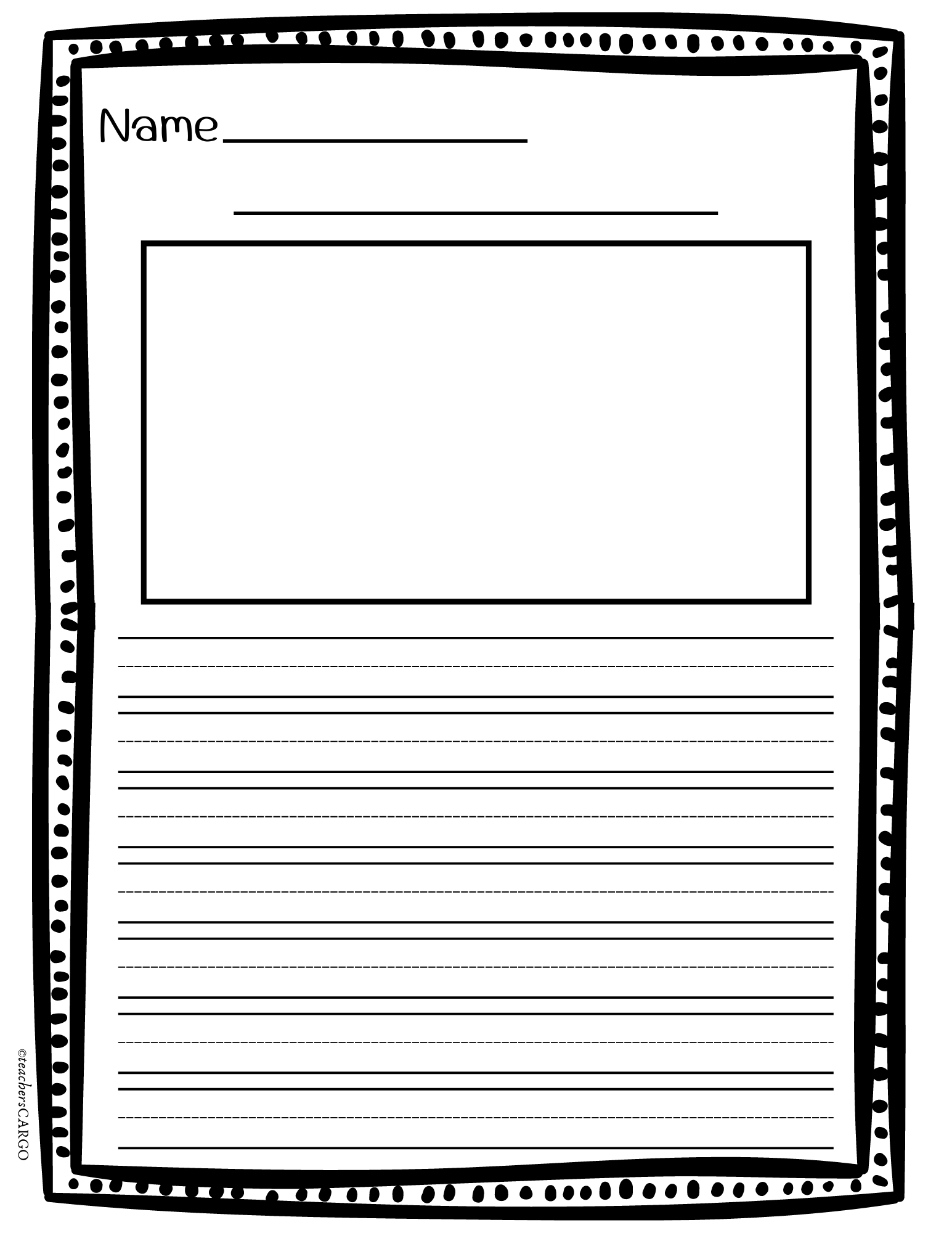 free printable lined paper with picture box