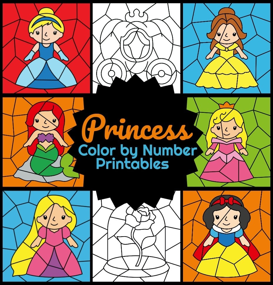 Princess Color By Number Worksheets