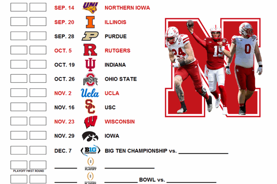 Printable 2024 Nebraska Football Schedule August 16 2024