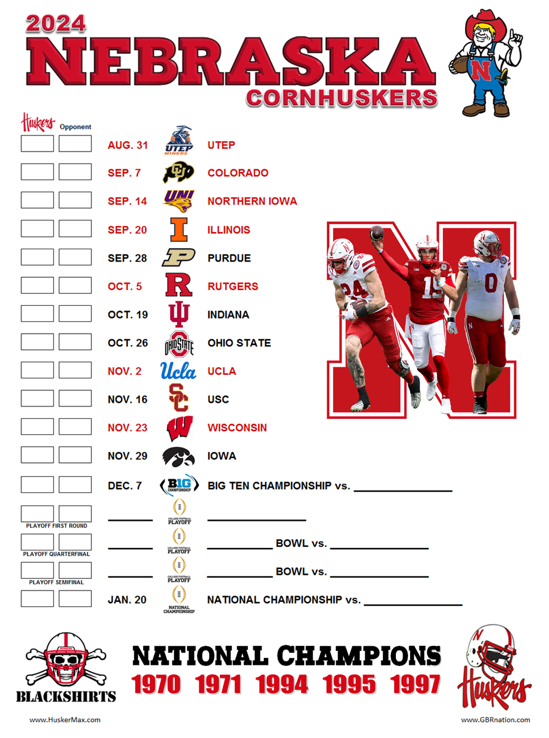 Printable 2024 Nebraska Football Schedule August 16 2024