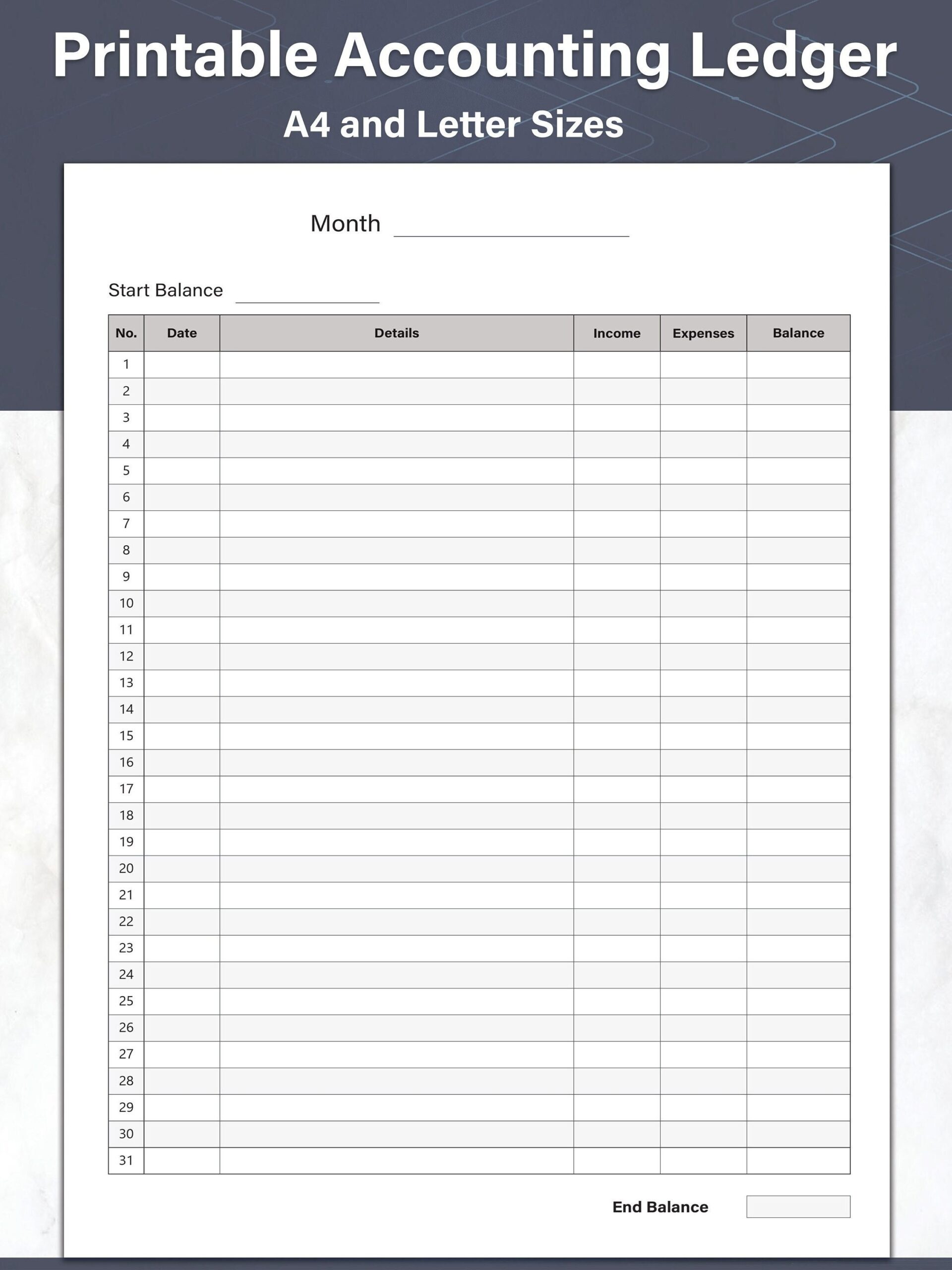 Printable Accounting Ledger Money Tracker And General Ledger 