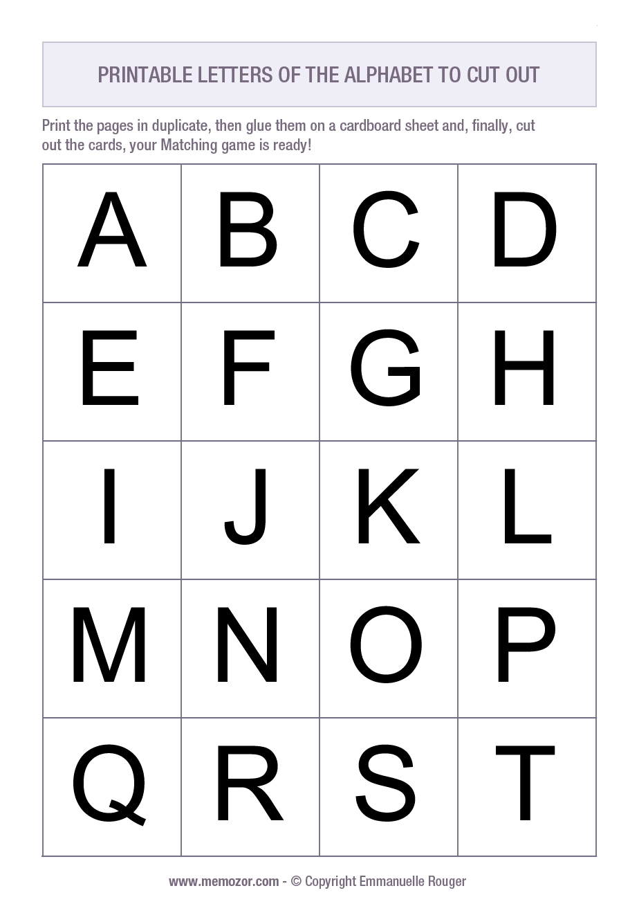 Printable Alphabet Letters 26 Letters A Z Memozor Worksheets Library