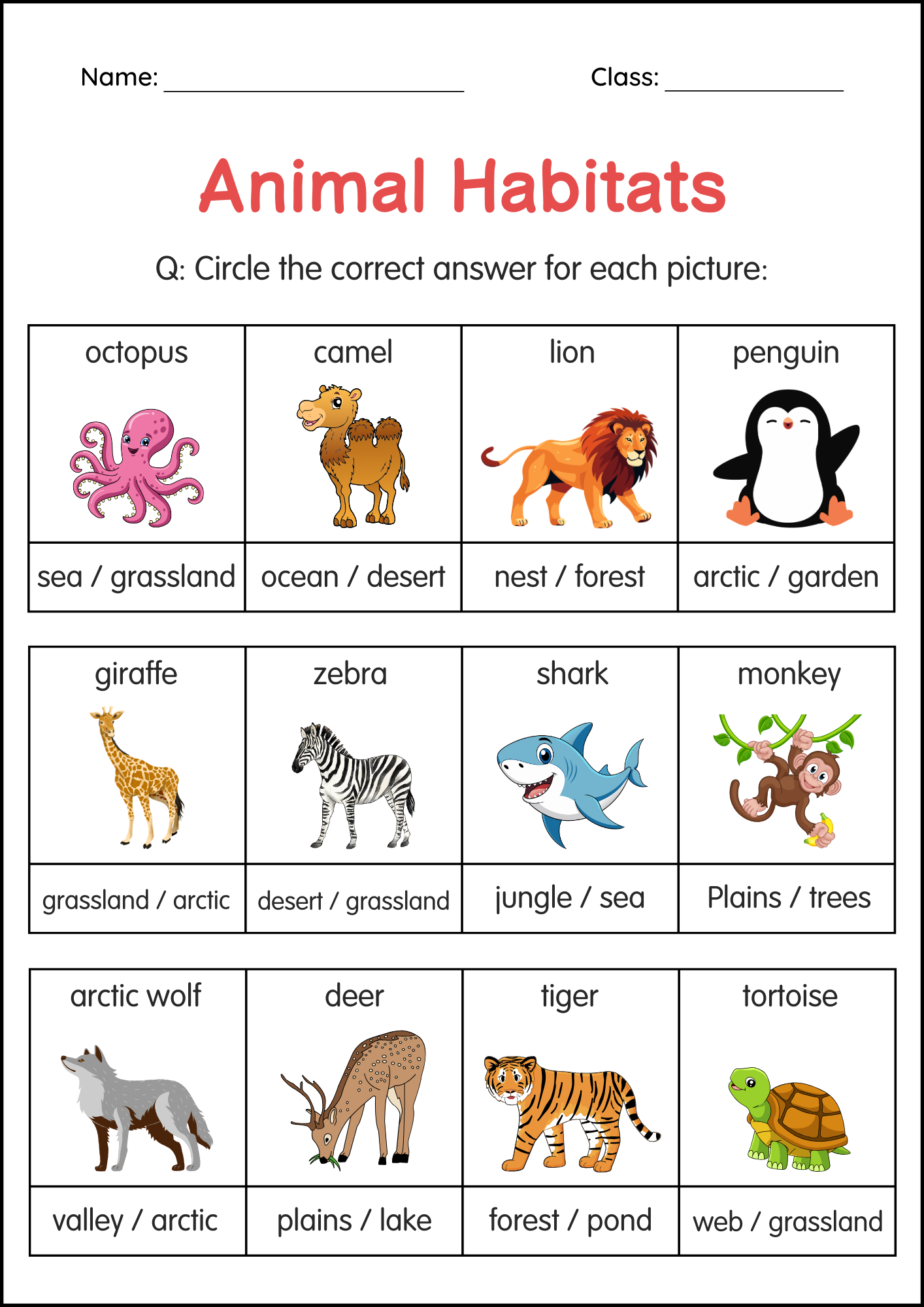 Printable Animal Habitats Worksheets Habitat Of Animals Activity 