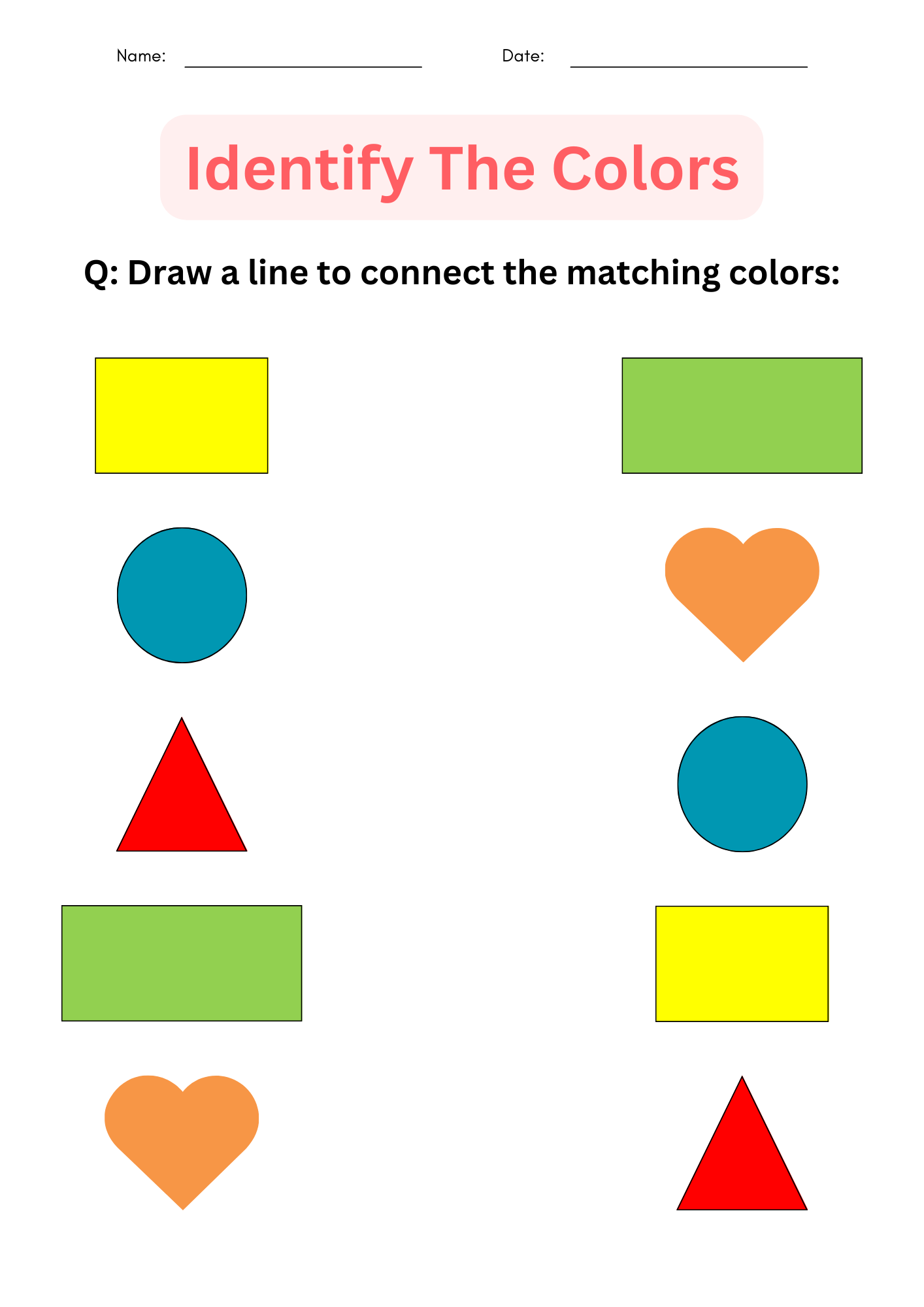 matching colors worksheet