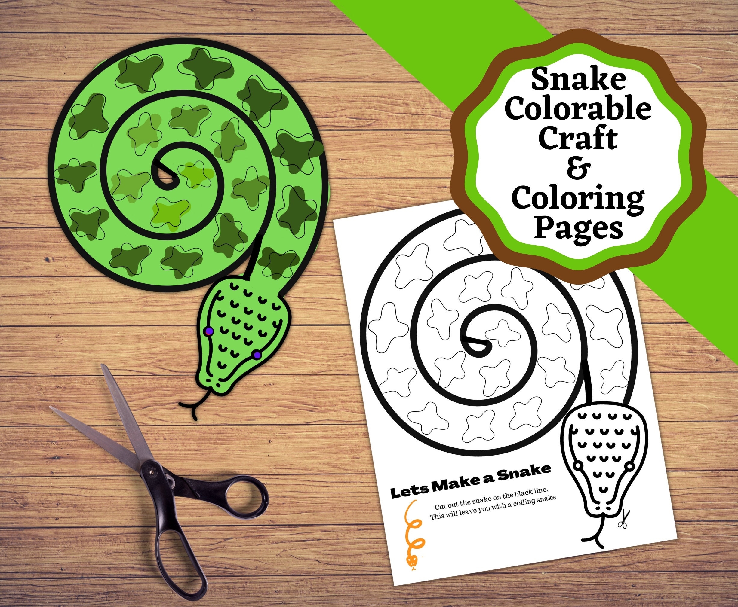 Printable Colorable Snake Craft And Snake Coloring Pages Color 