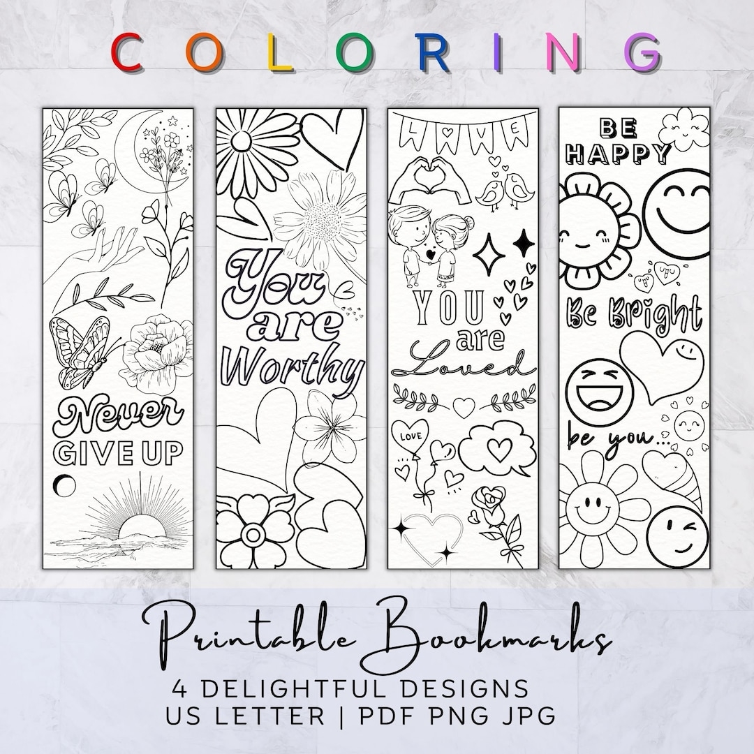 Printable Coloring Bookmarks Motivational Quotes Bookmarks Adult 
