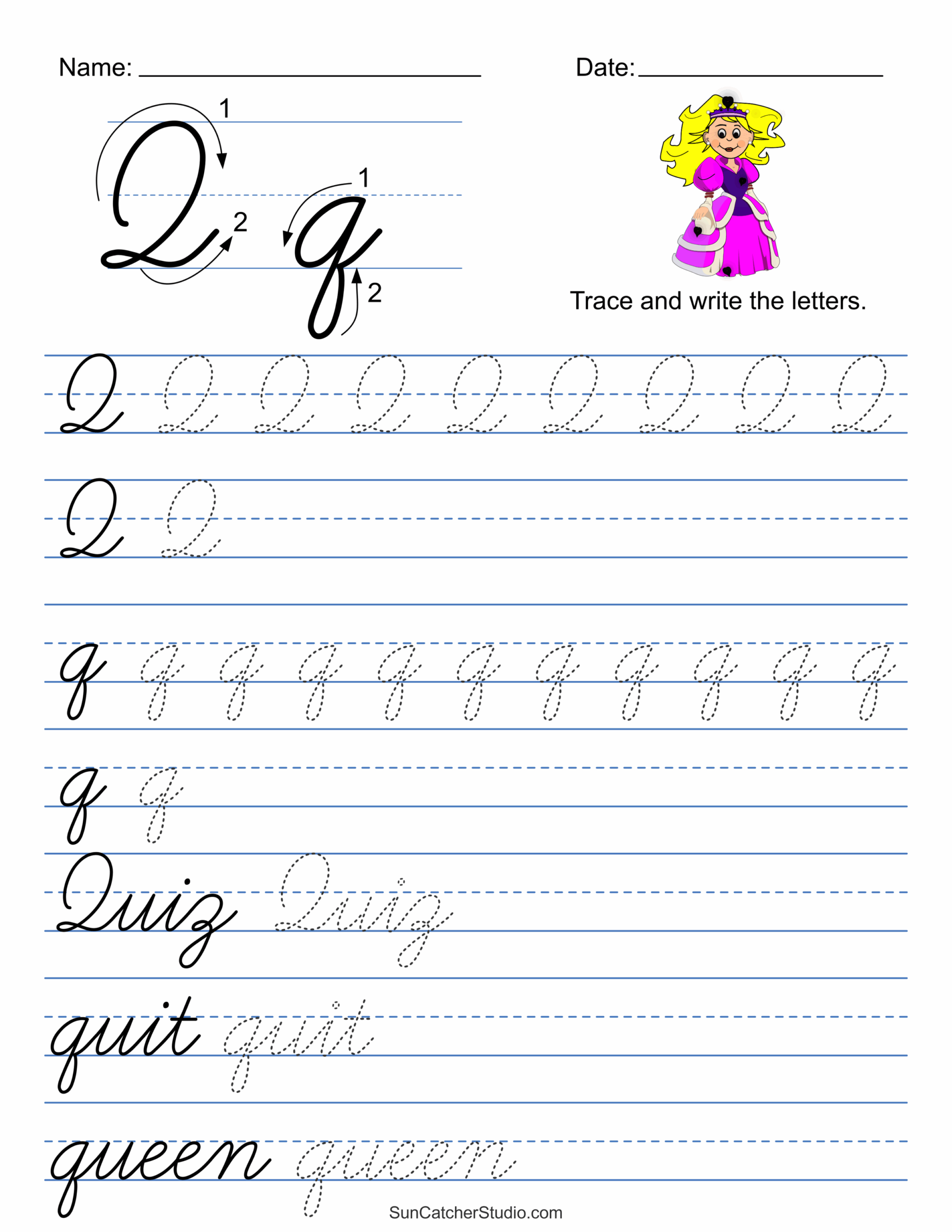 Printable Cursive Handwriting Worksheets Practice Letters DIY Worksheets Library