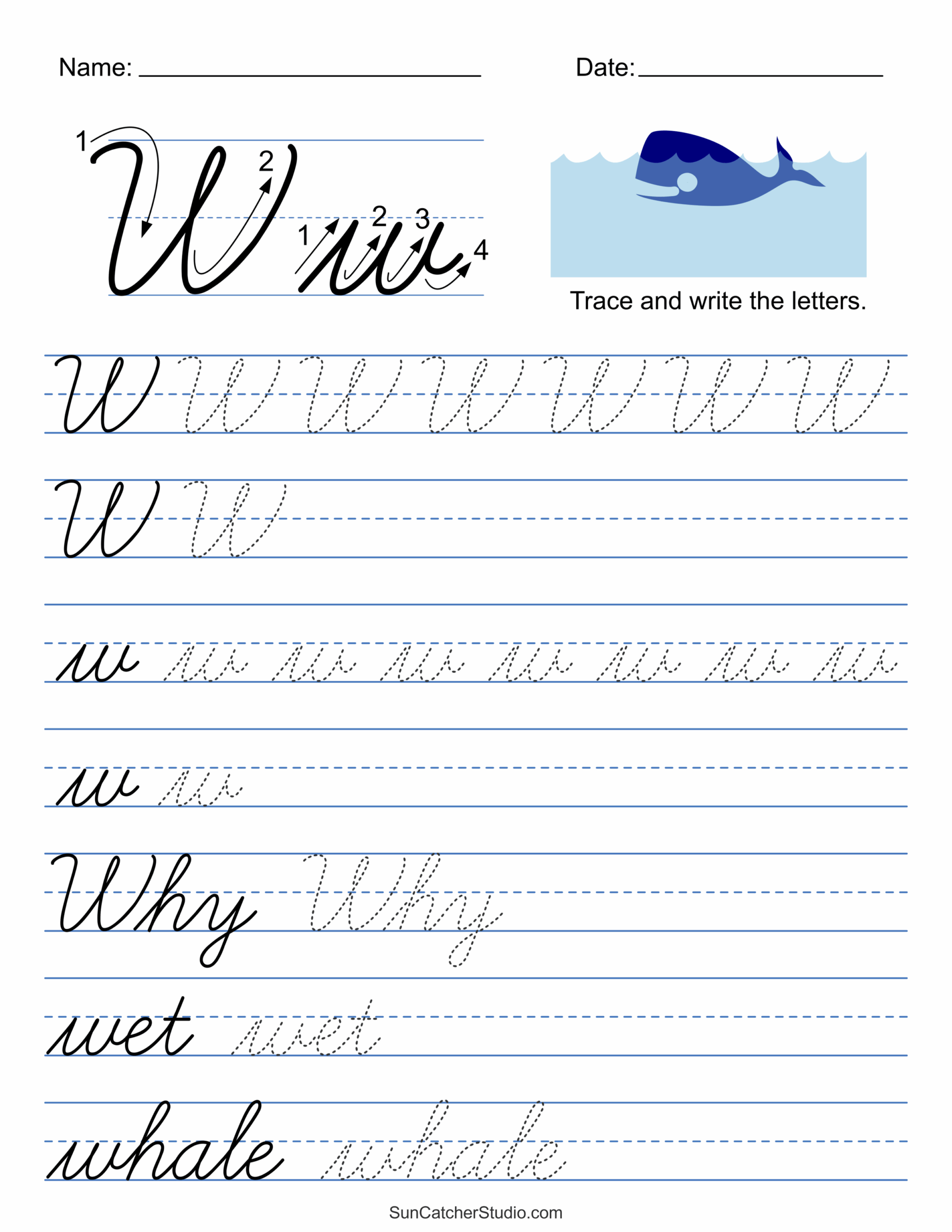 Printable Cursive Handwriting Worksheets Practice Letters Free 