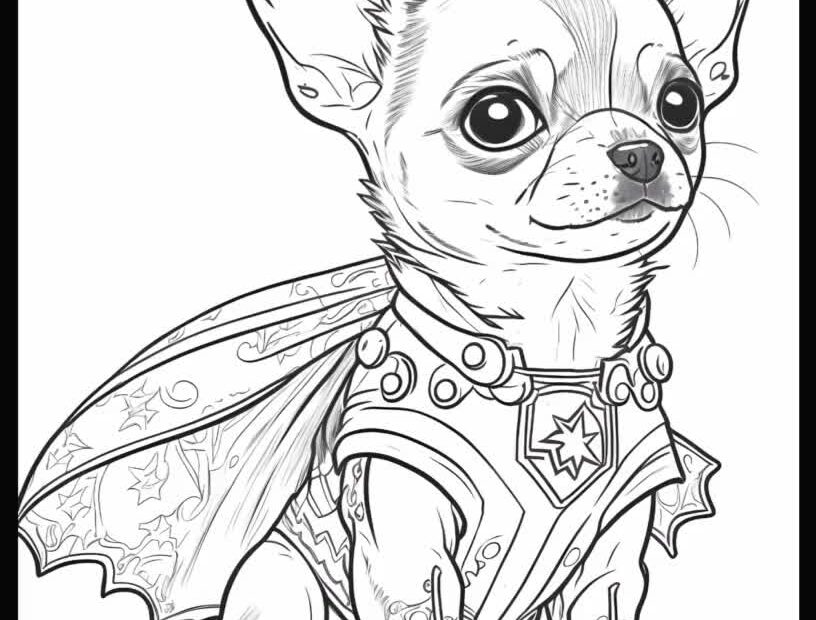Printable Digital Coloring Book For Kids And Adults Animal Greyscale Chihuahua Dog Perfect Gift For Her And Him PDF Coloring Books