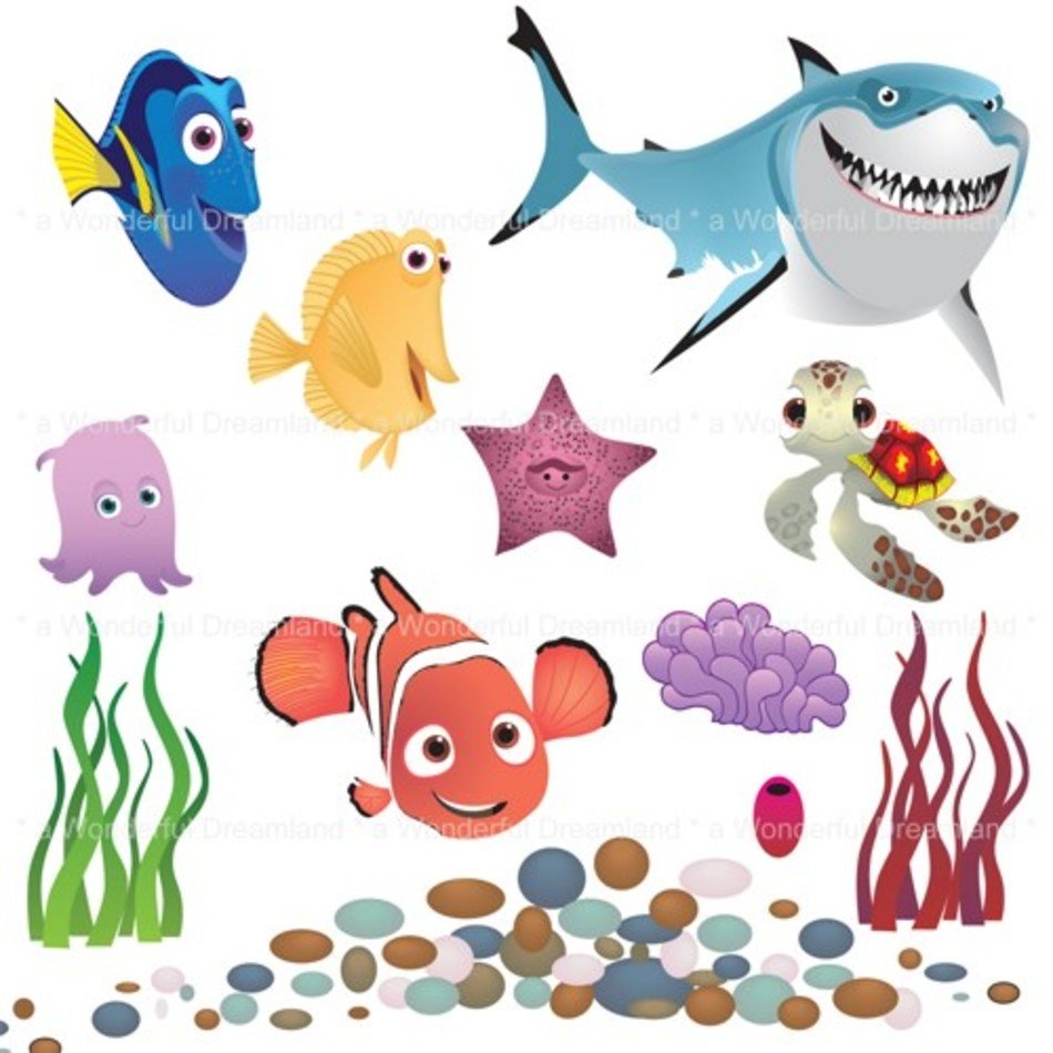 Printable Digital Pdf Png Fish Shark Turtle Starfish Clipart Free 