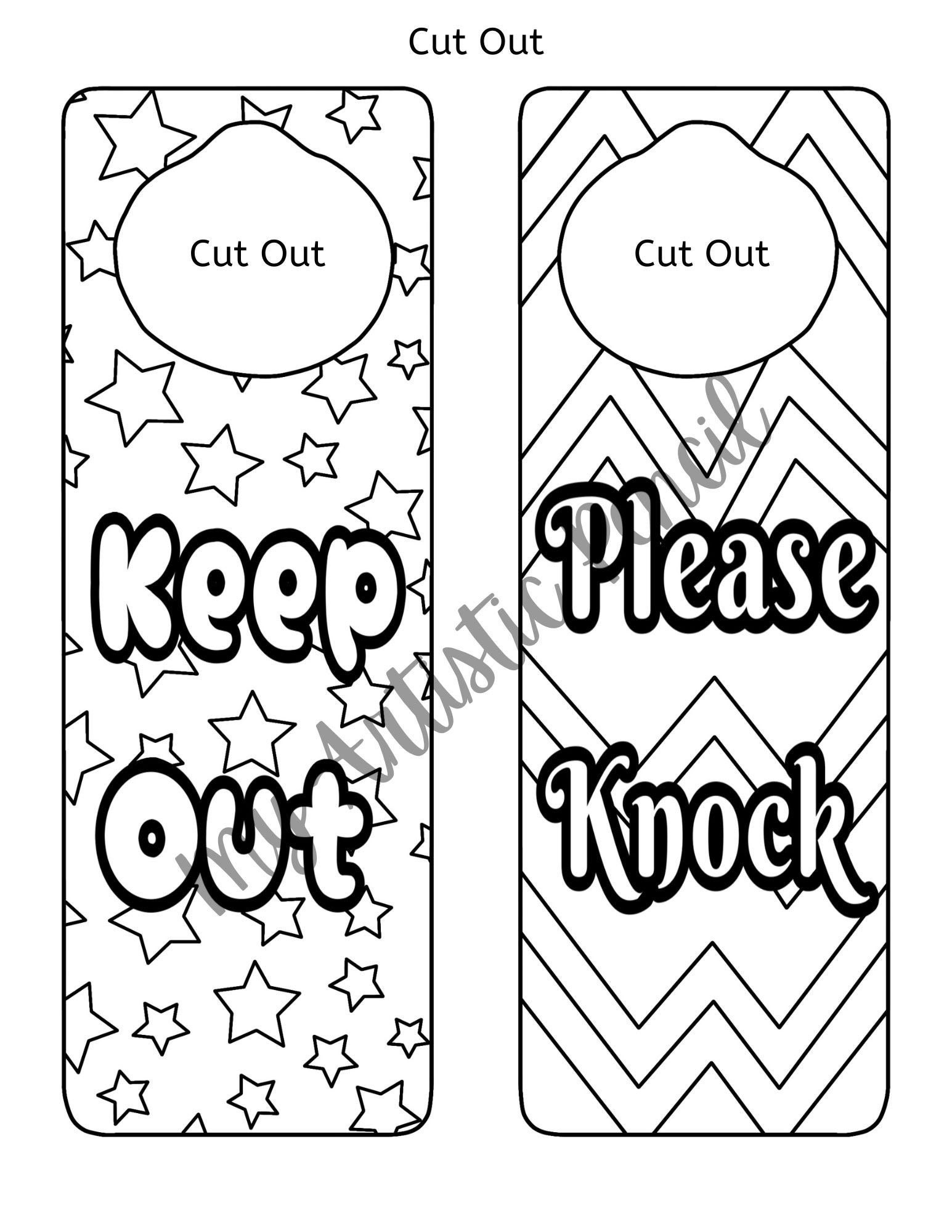 Printable Door Hanger Sign Door Knob Hangers For Kids Rooms 