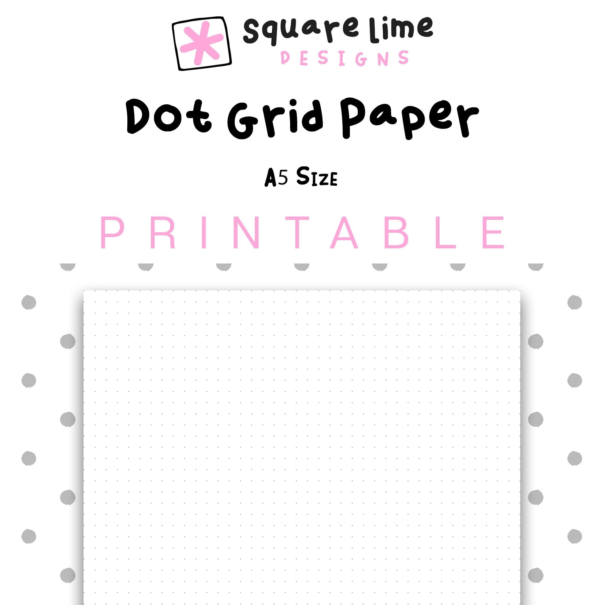 Printable Dot Grid Paper A5 Size Dotted Paper Bullet Journal PDF Printable Etsy