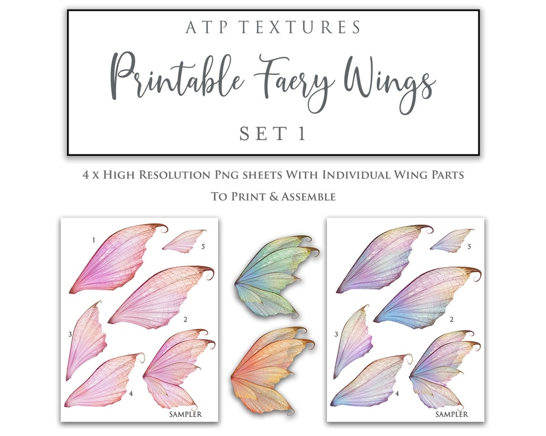 PRINTABLE FAIRY WINGS Set 1 Scrapbooking Clipart Digital Wing Print Cosplay Photoshop Png Art Doll Faery Child Costume Pattern Etsy