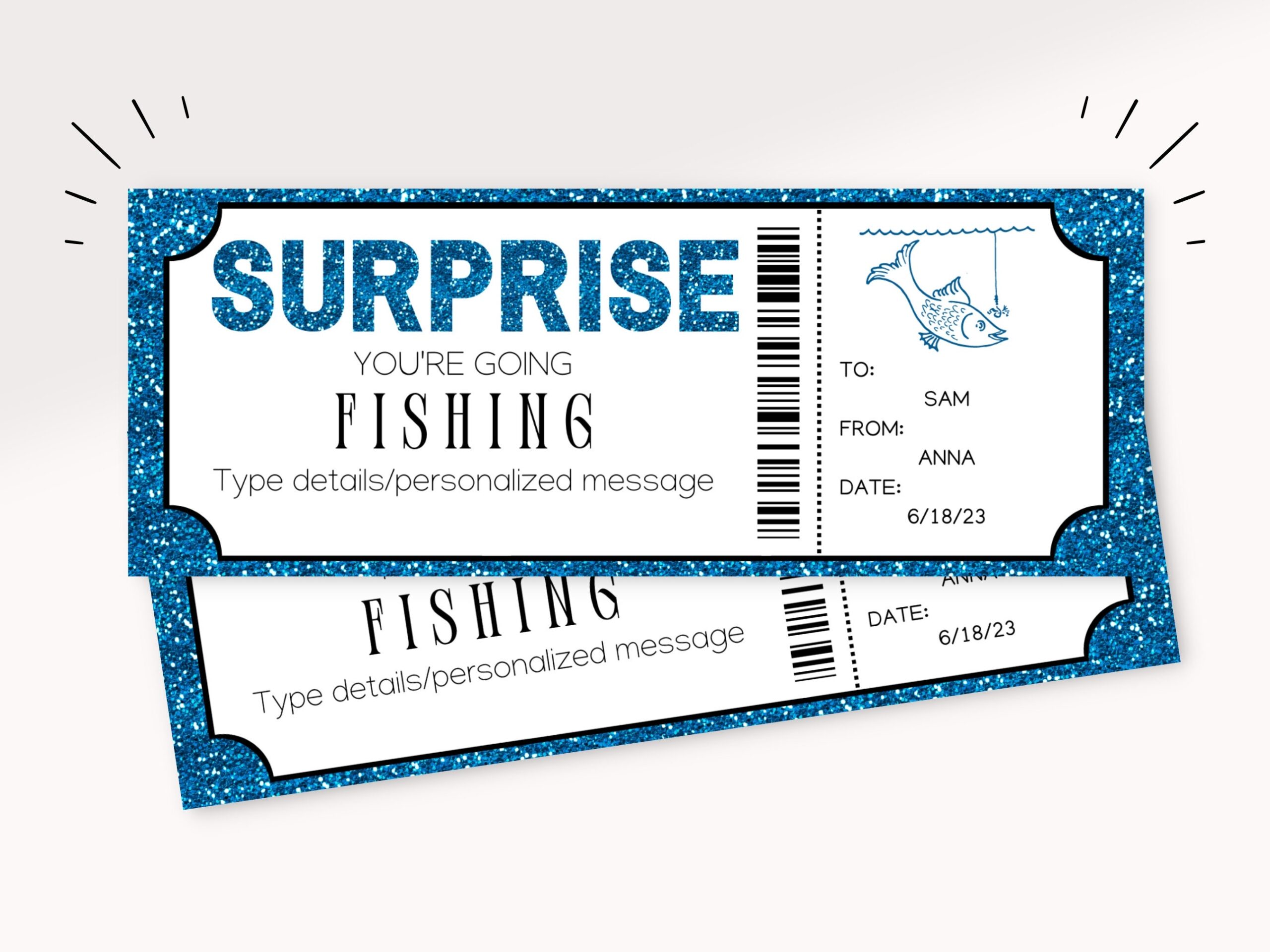 Printable Fishing Surprise Gift Voucher Fishing Trip Certificate Ticket Fishing Vacation Reveal DIY Coupon Instant Download Etsy