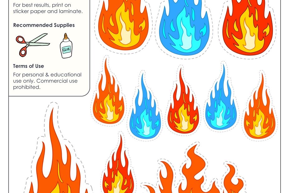 Printable Flame Stickers Flame Templates Flame Shapes