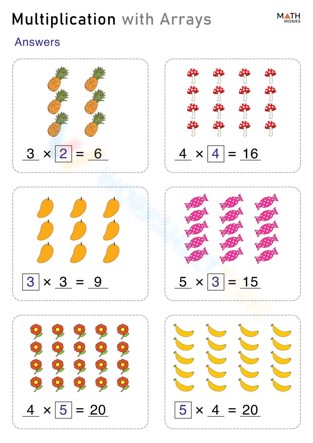 arrays worksheet