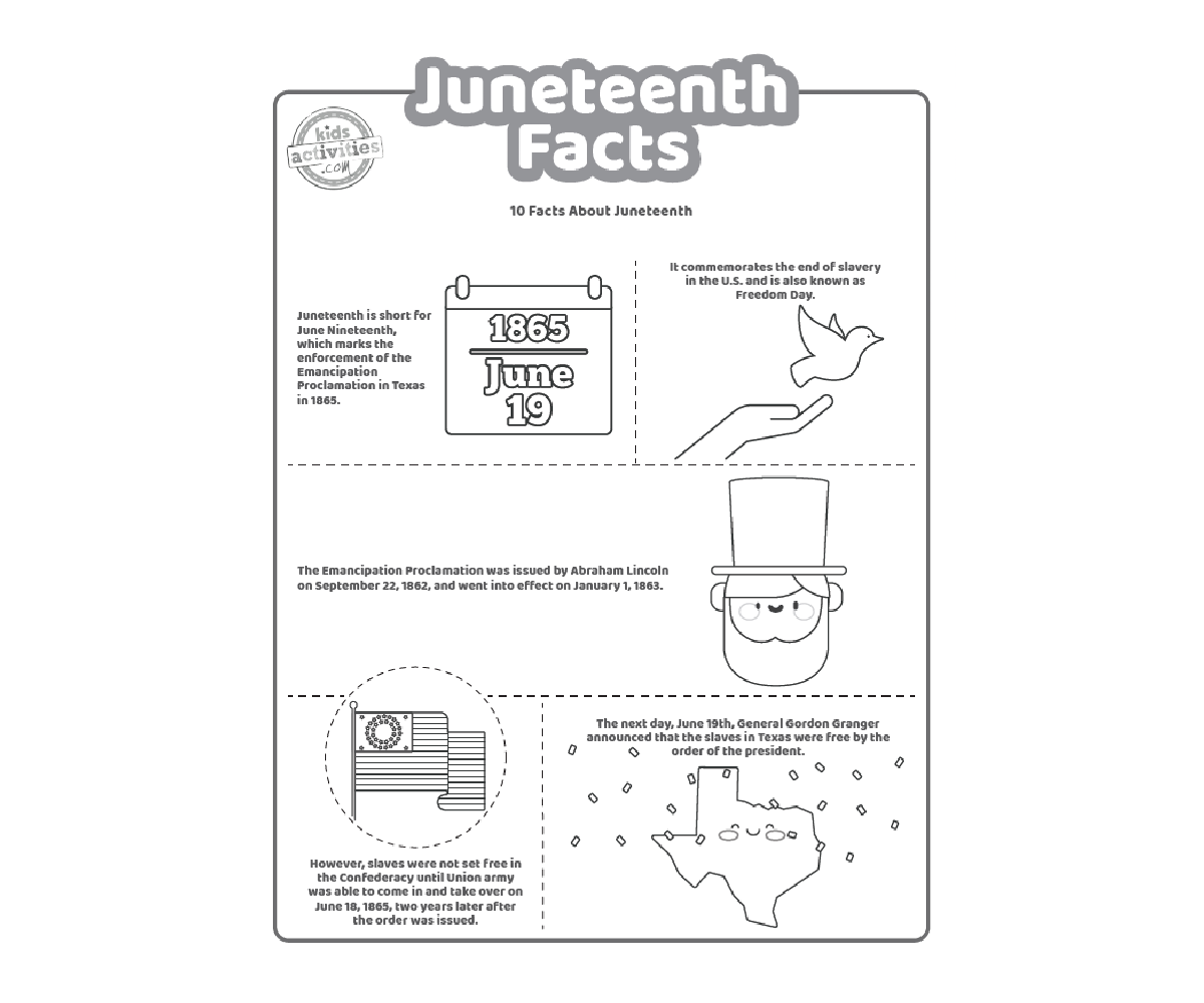 Printable Juneteenth Facts U0026 Coloring Pages For Kids Kids Activities Blog